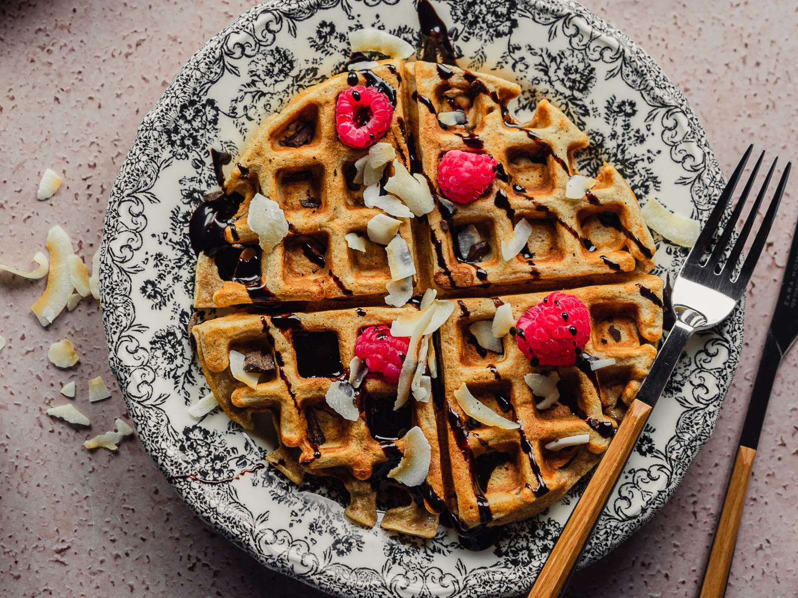 imagem de waffles com chocolate